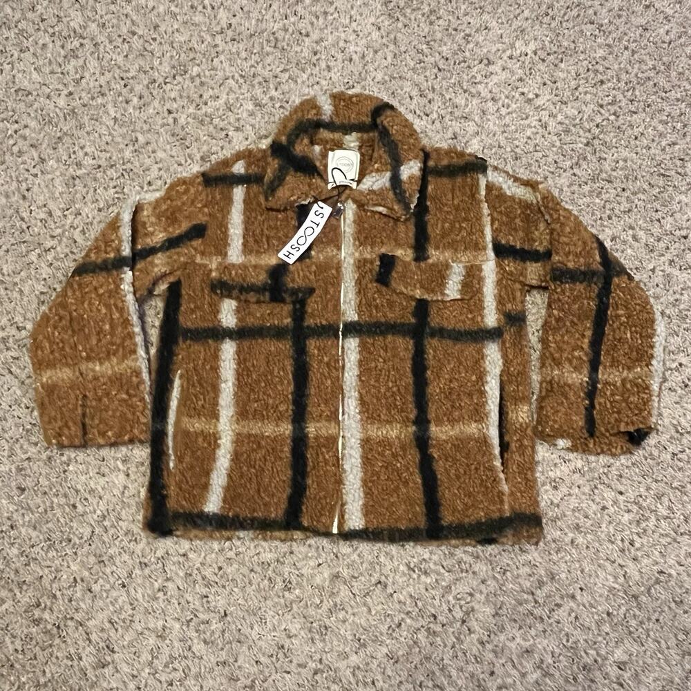 Stoosh Teddy Coat Plaid New With Tags Size Small